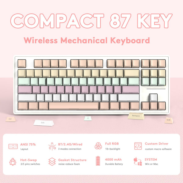 ATTACK SHARK M87 Wireless Mechanical Keyboard - Bear Hugs