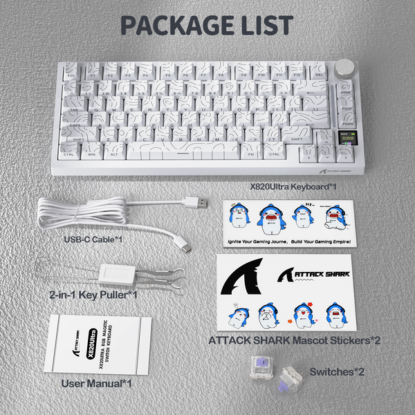 ATTACK SHARK X820Ultra Tri-mode Gasket Mechanical Keyboard - Bear Hugs
