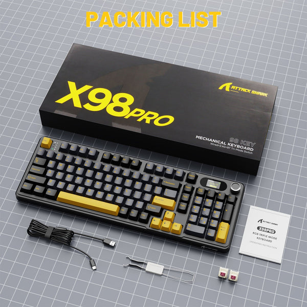 ATTACK SHARK X98PRO Wireless Gaming Keyboard - Bear Hugs