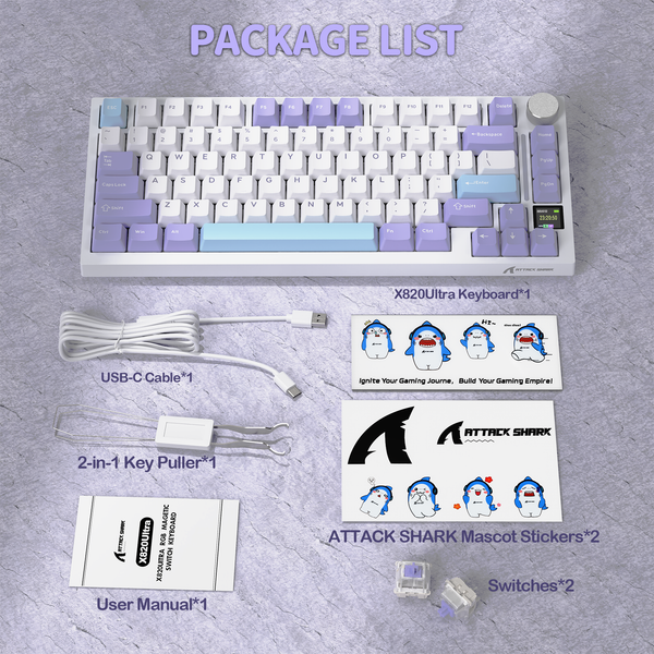 ATTACK SHARK X820Ultra Tri-mode Gasket Mechanical Keyboard - Bear Hugs