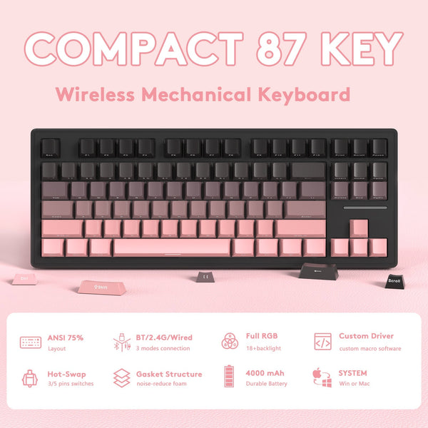 ATTACK SHARK M87 Wireless Mechanical Keyboard - Bear Hugs