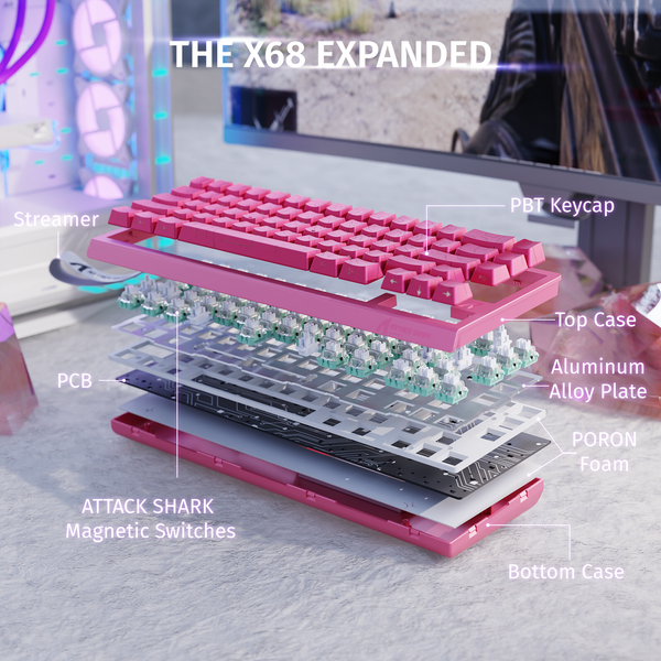 ATTACK SHARK X68 HE Rapid Trigger Keyboard Magnetic Switch - Bear Hugs