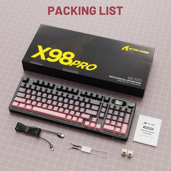 ATTACK SHARK X98PRO Wireless Gaming Keyboard - Bear Hugs