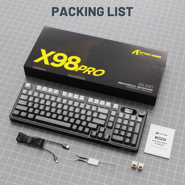 ATTACK SHARK X98PRO Wireless Gaming Keyboard - Bear Hugs