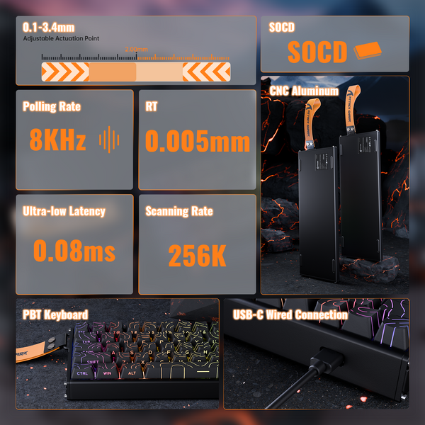 ATTACK SHARK X68 MAX HE Magnetic Aluminum Keyboard