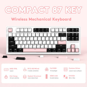ATTACK SHARK M87 Wireless Mechanical Keyboard - Bear Hugs