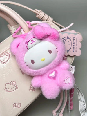 Hello Kitty Teddy Pajamas Plush Keychain - Bear Hugs
