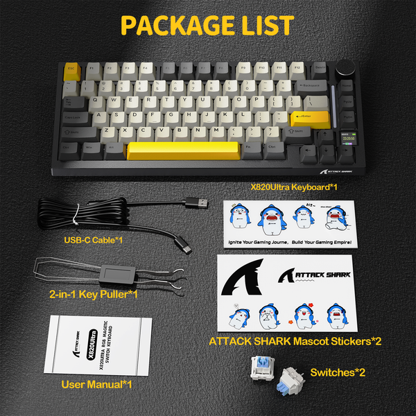 ATTACK SHARK X820Ultra Tri-mode Gasket Mechanical Keyboard - Bear Hugs