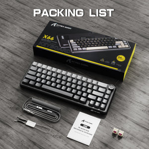ATTACK SHARK X66 Wireless Mechanical Keyboard with 8K Coiled Cable - Bear Hugs
