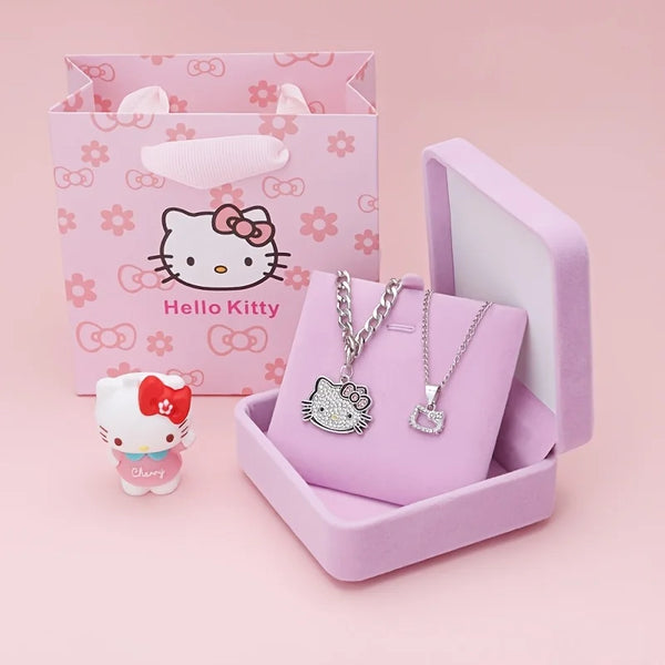 Hello Kitty Silver Sparkle Twin Necklace Set