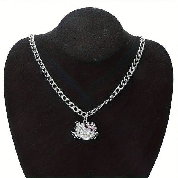 Hello Kitty Silver Sparkle Twin Necklace Set