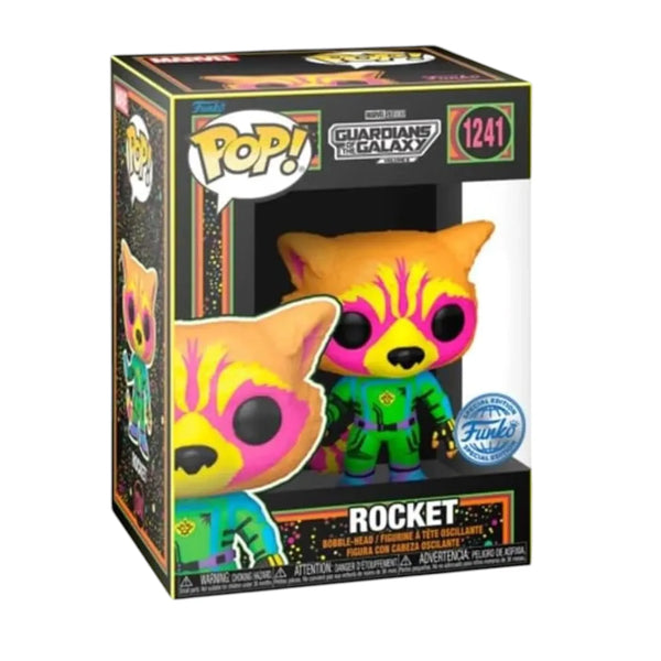 Funko Pop Marvel GOTG-3 Rocket Blacklight 1241 Figure