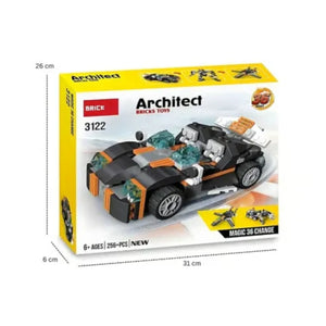 Brick 36-in-1 Magic Change Car Building Blocks (256 Pcs)