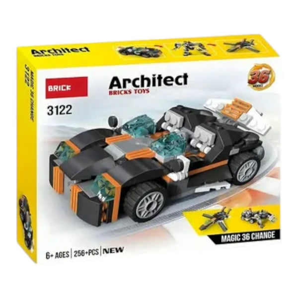 Brick 36-in-1 Magic Change Car Building Blocks (256 Pcs)