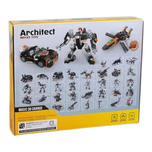 Brick 36-in-1 Magic Change Car Building Blocks (256 Pcs)