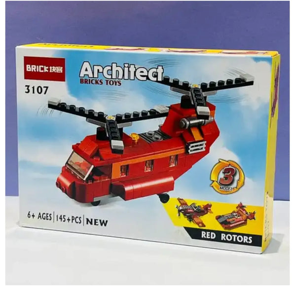 Brick Red Rotors 3-in-1 Building Blocks (145 Pcs)