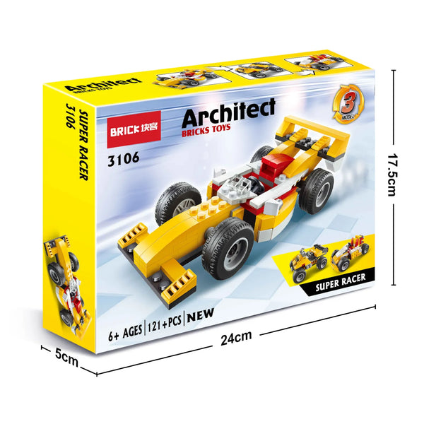 Brick Super Racer 3-in-1 Building Blocks (121 Pcs)