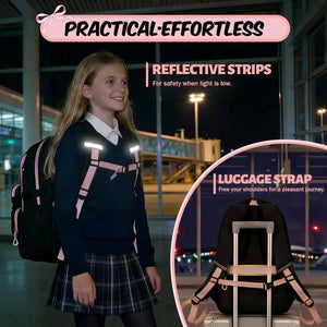 Black Pink Commute Girl School Backpack