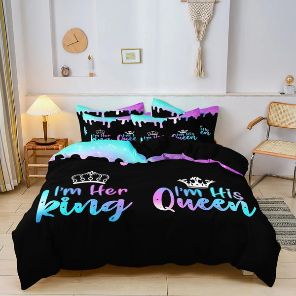 King and Queen Neon Couple Bedding