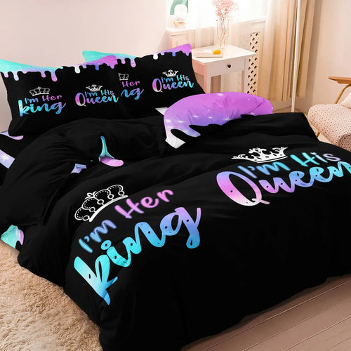 King and Queen Neon Couple Bedding