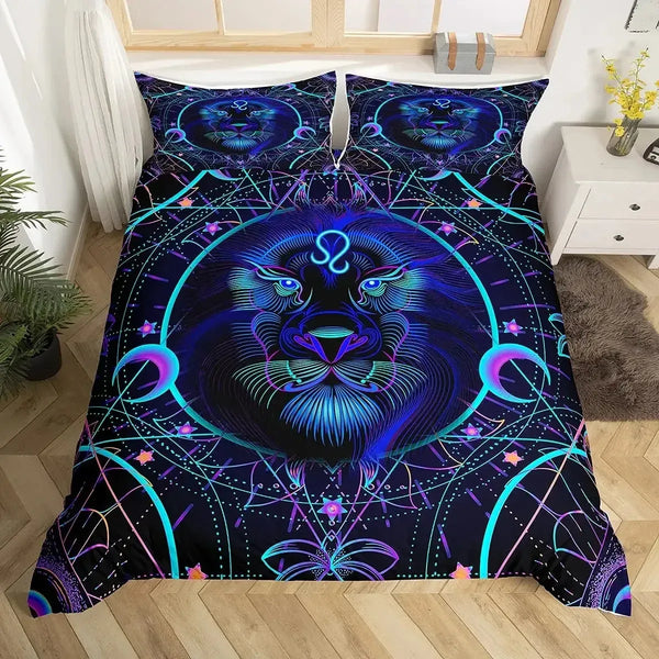 Celestial Aura Neon Zodiac Bedding