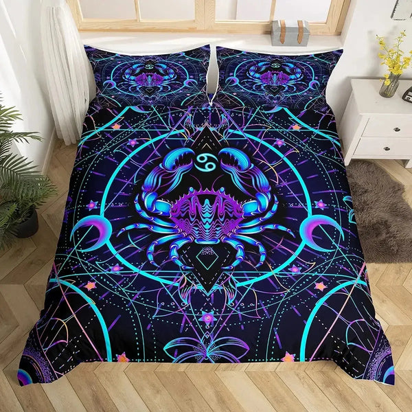 Celestial Aura Neon Zodiac Bedding