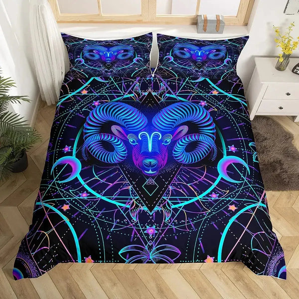 Celestial Aura Neon Zodiac Bedding