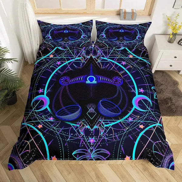 Celestial Aura Neon Zodiac Bedding