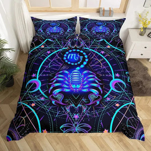 Celestial Aura Neon Zodiac Bedding