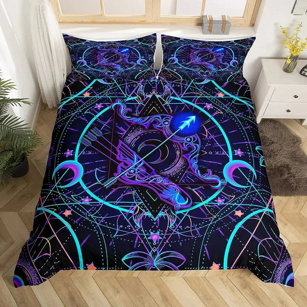 Celestial Aura Neon Zodiac Bedding