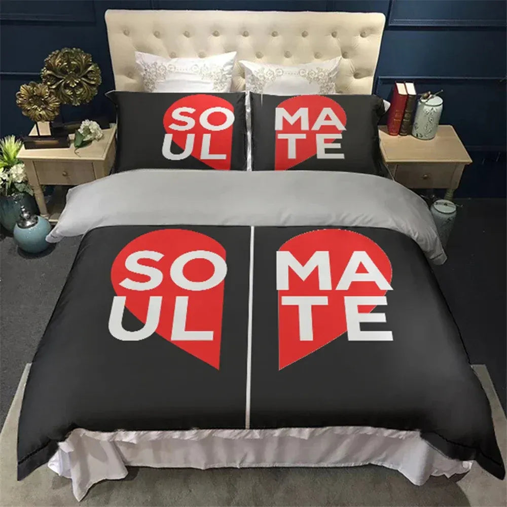 Split Souls Romantic Couple Bedding