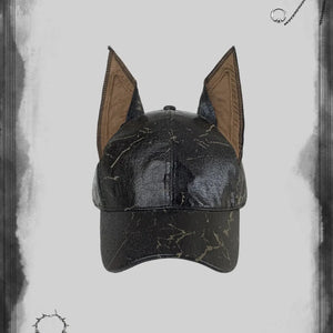 Punk Doberman Ears Leather Baseball Cap
