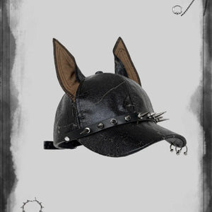 Punk Doberman Ears Leather Baseball Cap