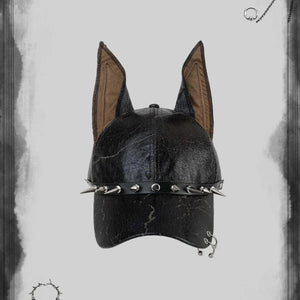 Punk Doberman Ears Leather Baseball Cap