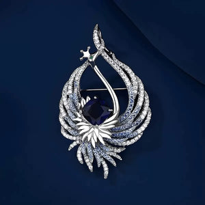 Celestial Fire Crystal Phoenix Brooch