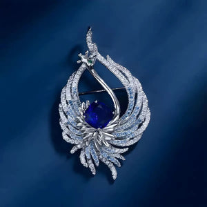Celestial Fire Crystal Phoenix Brooch