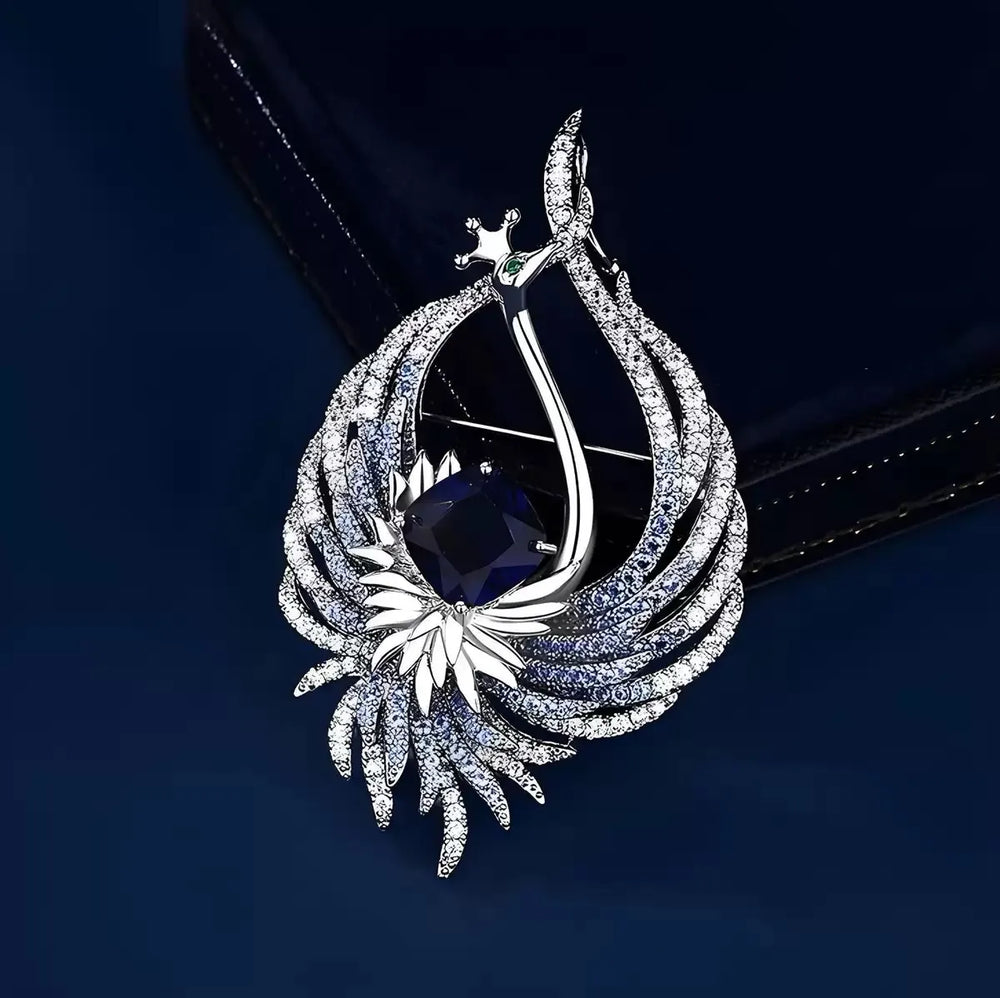 Celestial Fire Crystal Phoenix Brooch