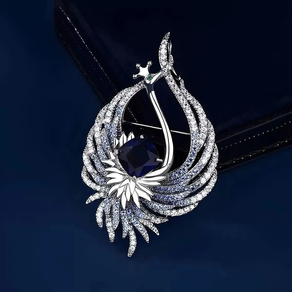 Celestial Fire Crystal Phoenix Brooch