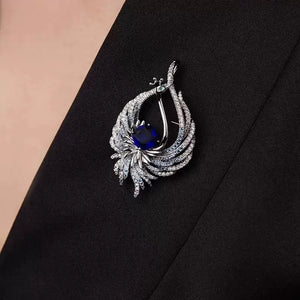 Celestial Fire Crystal Phoenix Brooch