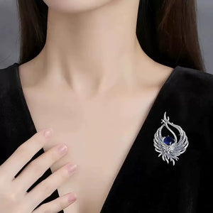 Celestial Fire Crystal Phoenix Brooch
