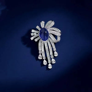 Sapphire Cascade Crystal Tassel Brooch