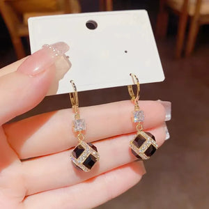 Retro Glam Diamond Rubik's Cube Earrings