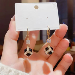 Retro Glam Diamond Rubik's Cube Earrings