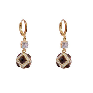 Retro Glam Diamond Rubik's Cube Earrings