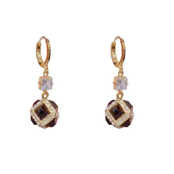 Retro Glam Diamond Rubik's Cube Earrings