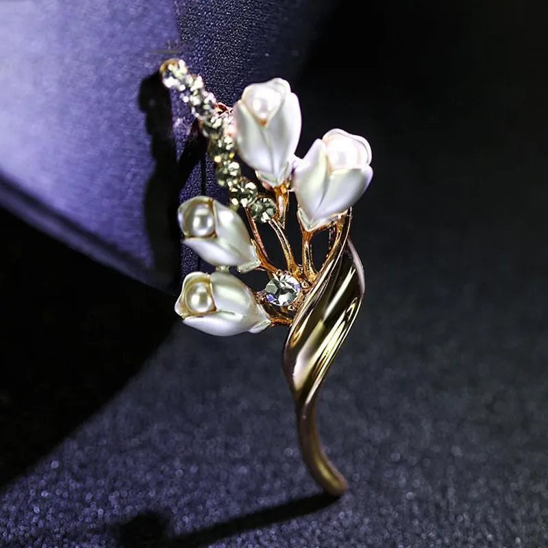 Enchanted Blossom Pearl Tulip Brooch