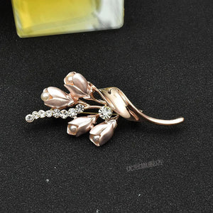 Enchanted Blossom Pearl Tulip Brooch