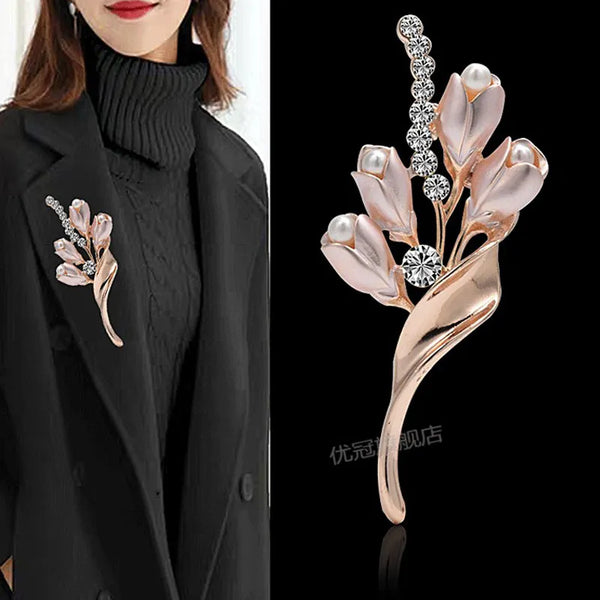 Enchanted Blossom Pearl Tulip Brooch