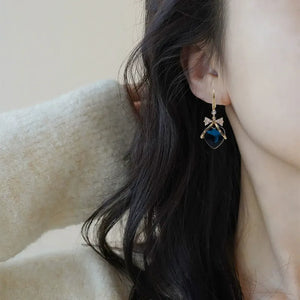 Crystal Bow Heart Hook Earrings