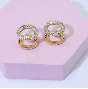 Pave Circle Huggie Earrings